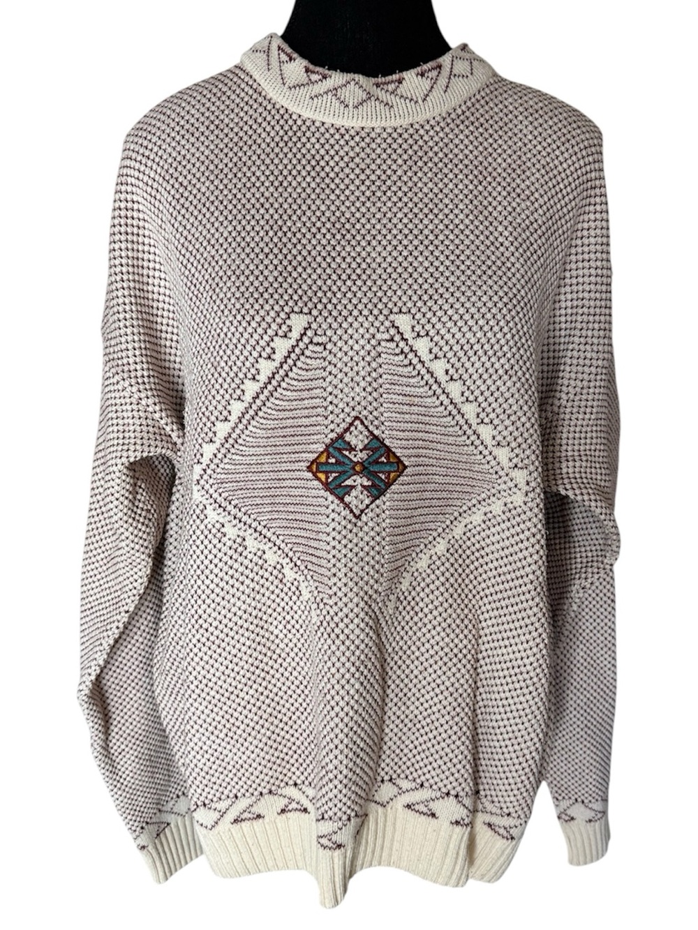 CHARTER COLLECTION Men’s Vintage Knit Sweater 80’s 90’s Ugly Motif Unisex Large